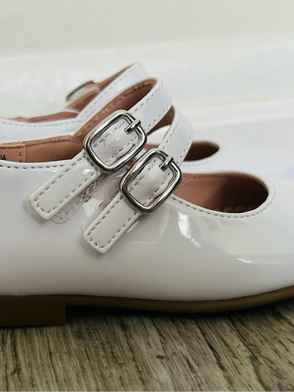White  Kids Shoes Christie & Jill with Double Strap 6M